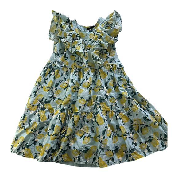 French Connection Girls 12–14 Lemon Print Ruffle Dress Summer Cotton Resort - Picture 1 of 6